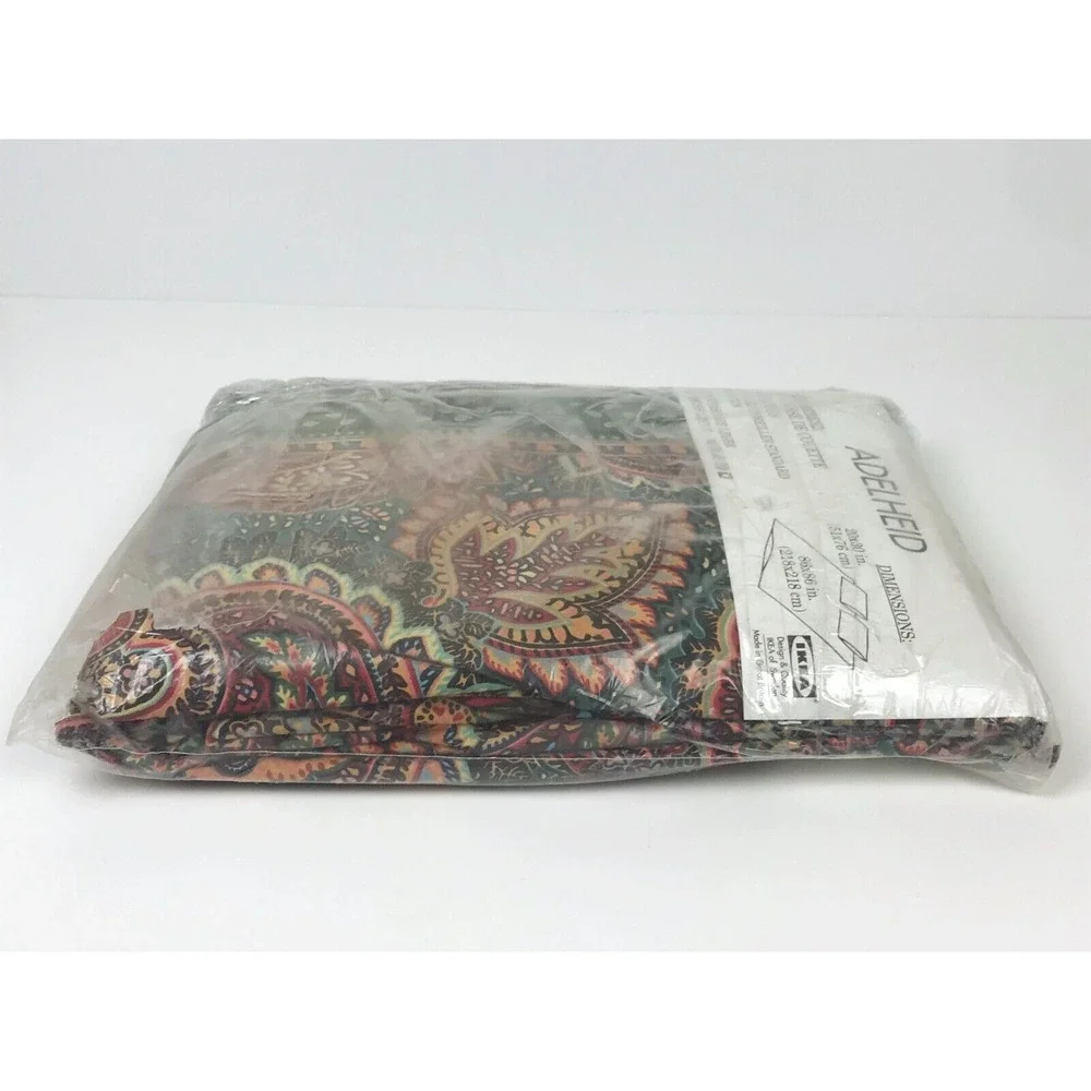 IKEA Adelheid Duvet Cover Full Queen Red Green Floral Paisley Quilt Cover Set